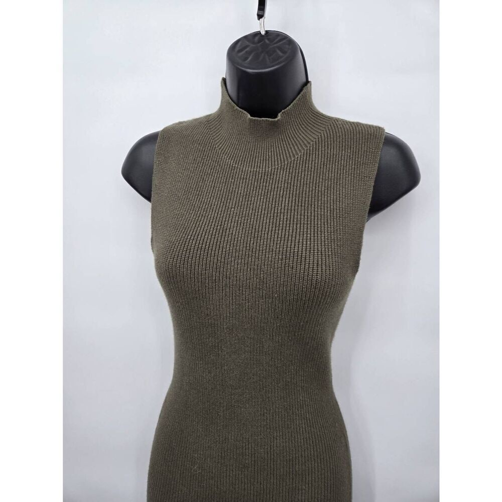 Pretty Garden Sleeveless Sweater Dress Size Medium Ribbed Olive Green - Picture 5 of 9